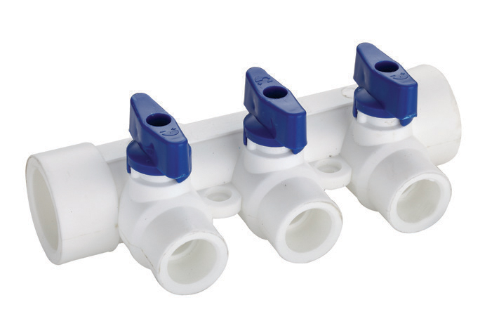  Distribuitor PPR 32x20 mm, 2 cai, robineti cu bila, instalatii apa rece Everline PPR-DX11/2A PPR-DX11/2A