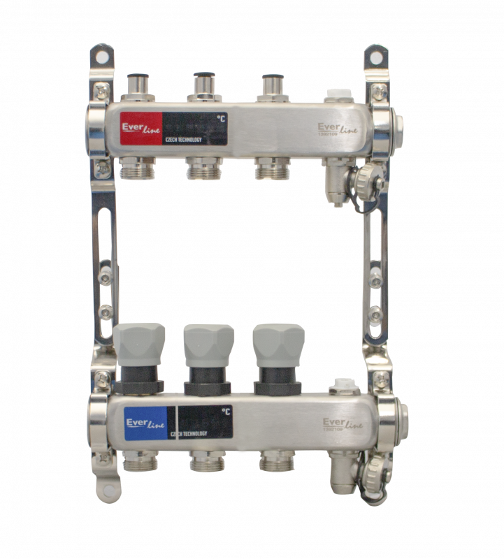  Distribuitor incalzire pardoseala 1, 3 cai aerisitor manual, robinet golire Everline EVP-DSA3411/3 EVP-DSA3411/3