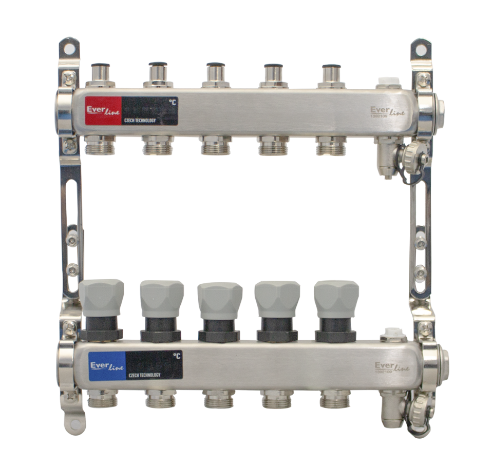  Distribuitor incalzire pardoseala 1, 5 cai aerisitor manual, robinet golire Everline EVP-DSA3411/5 EVP-DSA3411/5