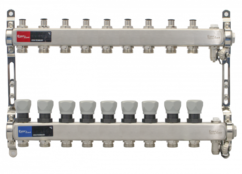  Distribuitor incalzire pardoseala 1, 9 cai aerisitor manual, robinet golire Everline EVP-DSA3411/9 EVP-DSA3411/9