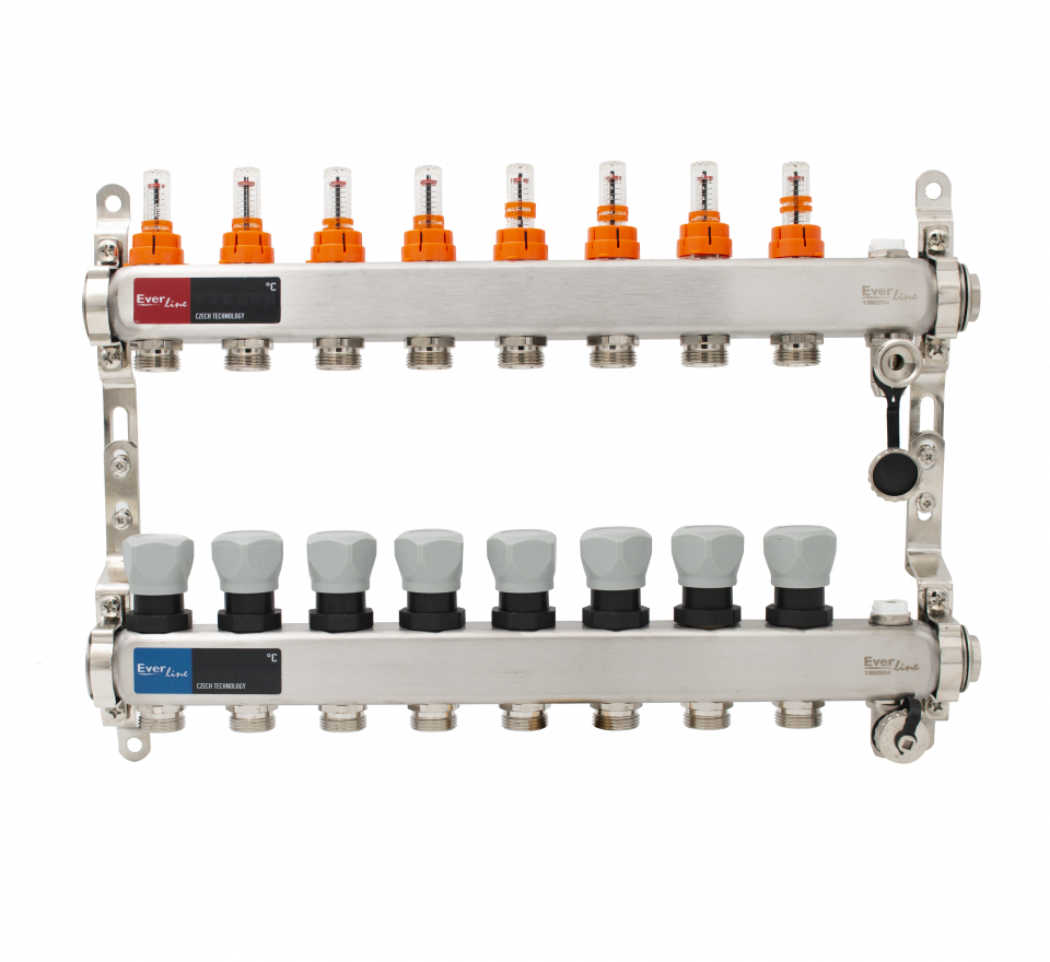 Set distribuitor incalzire 1, 8 cai cu debitmetre, aerisitor manual ,robineti golire Everline EVP-DSB3411/8 EVP-DSB3411/8