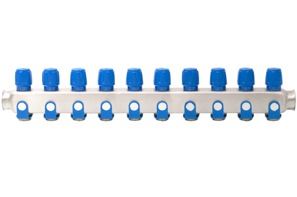  Distribuitor din inox echipat cu robinet On/Off, 10 cai, 1 - 3/4, albastru Everline EVP-DSD3411/10A EVP-DSD3411/10A