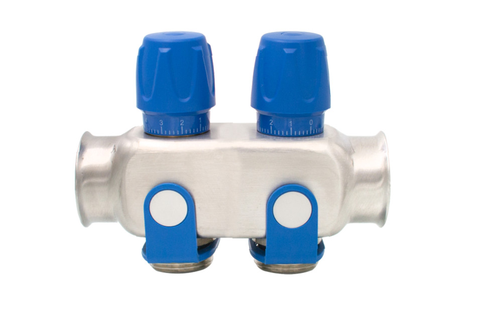  Distribuitor din inox echipat cu robinet On/Off, 2 cai, 1 - 3/4, albastru Everline EVP-DSD3411/2A EVP-DSD3411/2A