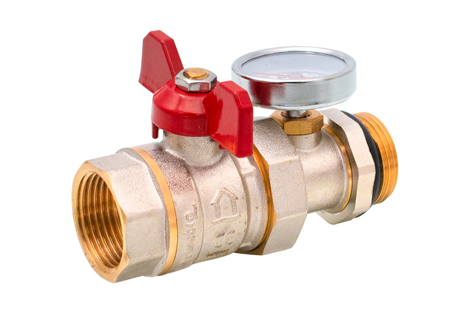  Robinet trecere cu olandez si termometru 1 MF, pentru instalatii de incalzire Ermetiq ER-RH11 ER-RHT11