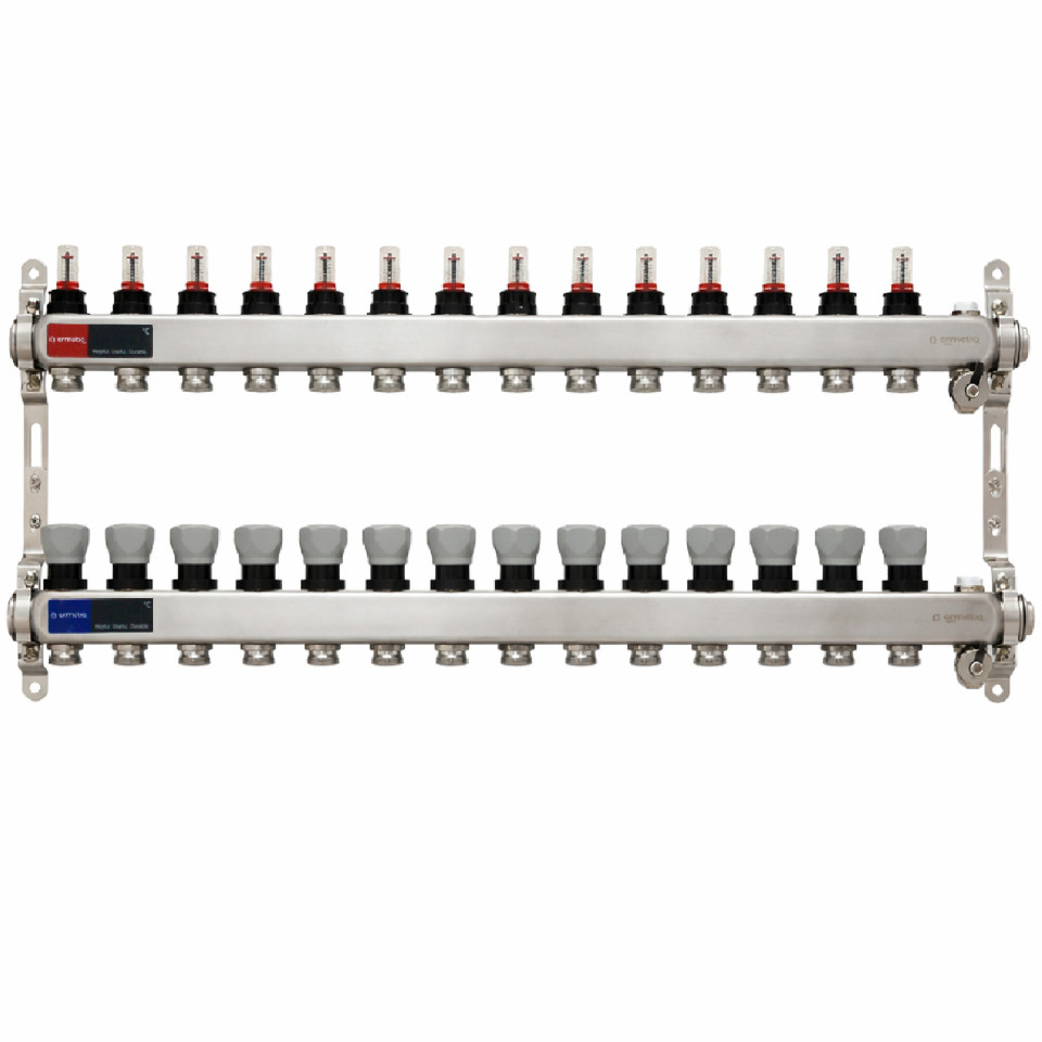  Set distribuitor incalzire 1, 14 cai cu debitmetre, aerisitor, robineti golire Ermetiq EVP-DSB3411/14 EVP-DSB3411/14