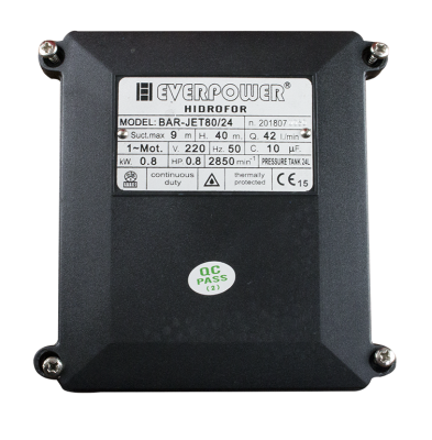  Hidrofor cu pompa fonta 800W si rezervor 24L Everline BAR-JET100/24 BAR-JET80/24