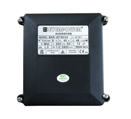  Hidrofor cu pompa fonta 1kW si rezervor 24L Everline BAR-JET90/24 BAR-JET90/24