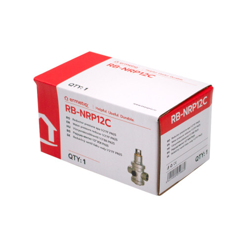  Reductor de presiune pentru apa 1/2 FF, PN25, reglabil, corp din alama nichelata Ermetiq RB-NRP12C RB-NRP12C
