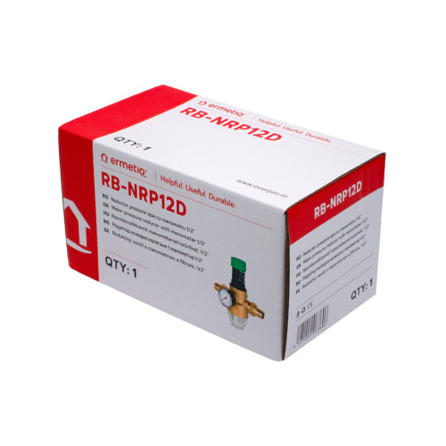  Reductor de presiune apa 1/2, manometru si filtru, reglabil 1-6 bar, corp alama Ermetiq RB-NRP12D RB-NRP12D