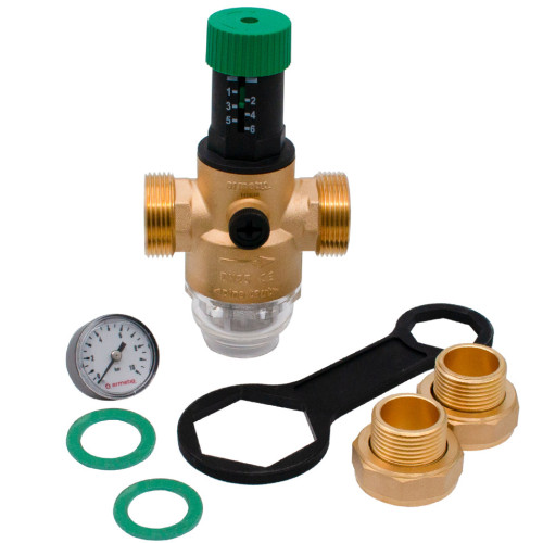  Reductor de presiune apa 1, manometru si filtru, reglabil 1-6 bar, corp alama Ermetiq RB-NRP11D RB-NRP11D
