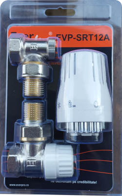  Kit termostatic complet 1/2 pentru radiator, cap termostatic, robinet tur si retur Everline EVP-SRT12A EVP-SRT12A