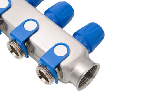  Distribuitor din inox echipat cu robinet On/Off, 10 cai, 1 - 3/4, albastru Everline EVP-DSD3411/10A EVP-DSD3411/10A