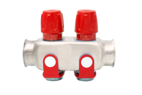  Distribuitor din inox echipat cu robinet On/Off, 2 cai, 1