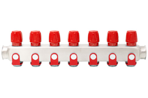  Distribuitor din inox echipat cu robinet On/Off, 7 cai, 1