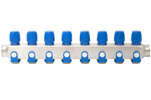  Distribuitor din inox echipat cu robinet On/Off, 8 cai, 1