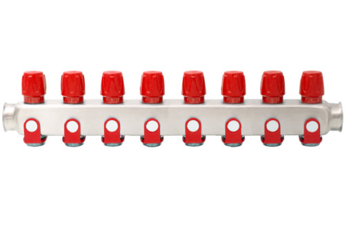  Distribuitor din inox echipat cu robinet On/Off, 8 cai, 1