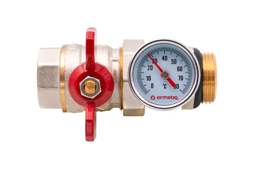  Robinet trecere cu olandez si termometru 1 MF, pentru instalatii de incalzire Ermetiq ER-RH11 ER-RHT11
