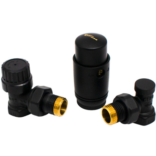  Set termostatic radiator 1/2, cap termostatic si robineti tur si retur negru mat Everline EVP-SRT12N EVP-SRT12N